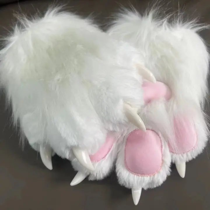 Guantes de disfraz de Cosplay de dibujos animados, traje de Fursuit Kigurumi, guantes de pata de gato de peluche, accesorios de Cosplay peludos gruesos, regalos - 1