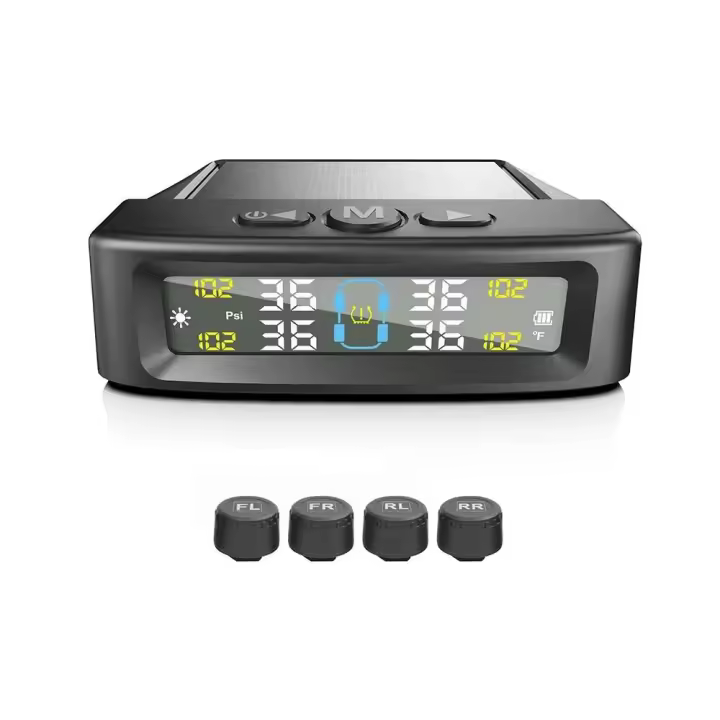 Sistema de supervisión de presión de neumáticos, sistemas de alarma de seguridad para automóviles, carga automática Solar, Monitor de temperatura de neumáticos, TPMS para coche, 4 sensores - 1