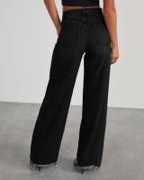 Jeans de Pierna Ancha para Mujer 2025 Pantalones Denim Gris con Estilo Vintage - details 12