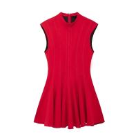 TRAFZA-vestido plisado con cremallera en la espalda para Mujer, minivestido de fiesta informal, sin mangas, liso, elegante - details 4