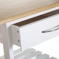 Conjunto de Mesa Alta de Madera Natural 2 Taburetes con Cajón, 2 Estantes, Cesta Extraíble y Botellero 120x89x37 cm Iluminado, Elegante - details 4