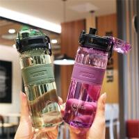 Botella de agua portátil para deportes al aire libre, vaso de plástico Multicolor de 500ML con asa para estudiantes, viaje al aire libre, gimnasio - details 1