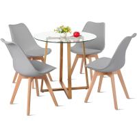 Juego de Mesa de Comedor y Sillas, 1 Mesa Redonda de 80 cm + 4 Sillas Blancas, de Diseño Nórdico - details 69