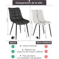 Tapizada Estructura Metálica Sillón con Respaldo Sillas de Cocina Antracita - details 2
