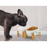 Cuenco Inclinable de Cerámica para Perros Comedero Doble para Perros con Soporte de Bambú