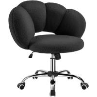 Silla de Oficina Ergonómica Blanca, Sin Brazo, Ajustable en Altura, Diseño de Nube en Tejido Bouclé - details 2