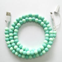 1m 2.4a Venta al por mayor Perla Joyería de moda Cable de datos USB Carga Tipo C Cables de teléfono USB con cuentas decorativas - details 1
