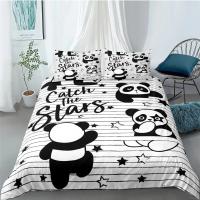 Juego de ropa de cama con dibujos de Panda para niños, funda nórdica creativa con funda de almohada para adolescentes, tamaño King - details 11