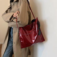 Bolso de compras de gran capacidad informal vintage con hombro de charol para mujer - details 10