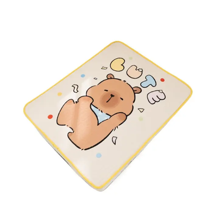 Estera para dormir de látex para mascotas, cama rectangular suave para perros, cama fresca con patrón de dibujos animados, estera nido para perros resistente al desgaste, verano - 1