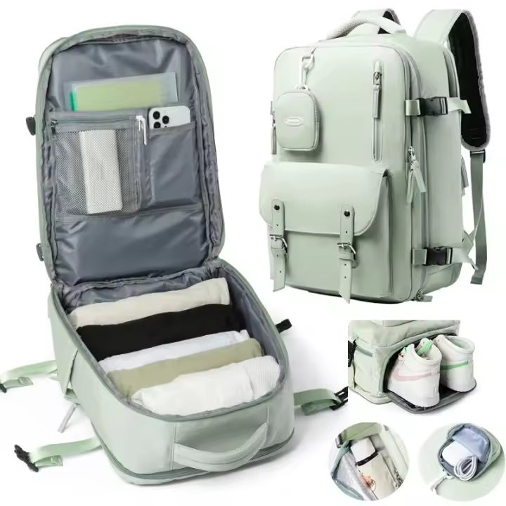Viajero-Mochila de Viaje Impermeable Con compartimento para zapatos, bolsa de separación de ropa seca y húmeda,con cable USB, 30l - 1