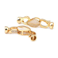 2 juegos de conectores de latón y circonita y concha de Color dorado de 18K para collares, cierres de pulsera, suministros para fabricación de joyas, accesorios Diy - details 6