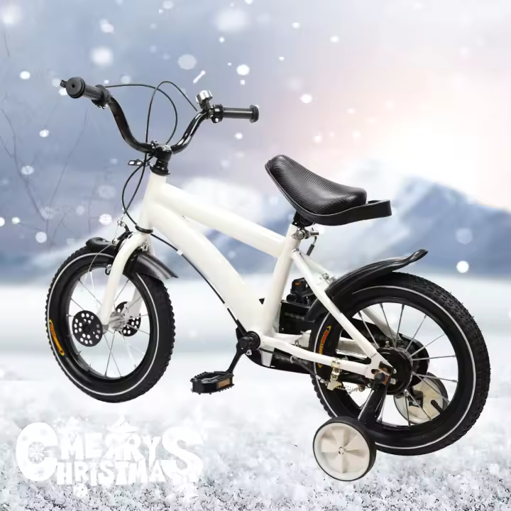 Bicicleta de Montaña Blanca para niños de 14 pulgadas, bici para niños de 2-4, con ruedas de entrenamiento, altura ajustable - 1