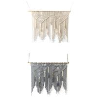 Colgante de pared de macramé tejido a mano, cuerda de algodón Bohemia, tapiz Boho, decoración del hogar, gris - details 4