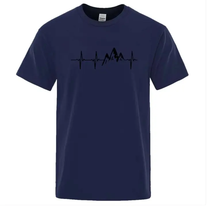 Camiseta de verano para hombre con electrocardiograma estilo urbano manga corta moda Haruku - 1