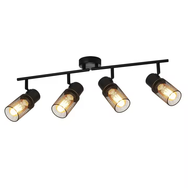 CBJKTX Plafón 3 focos negro vintage E27 giratorio 330 °   Pantalla de metal para salón dormitorio cocina infantil max.25W - 1