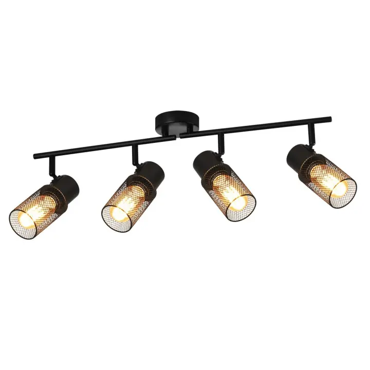 CBJKTX Plafón 3 focos negro vintage E27 giratorio 330 °   Pantalla de metal para salón dormitorio cocina infantil max.25W - 1