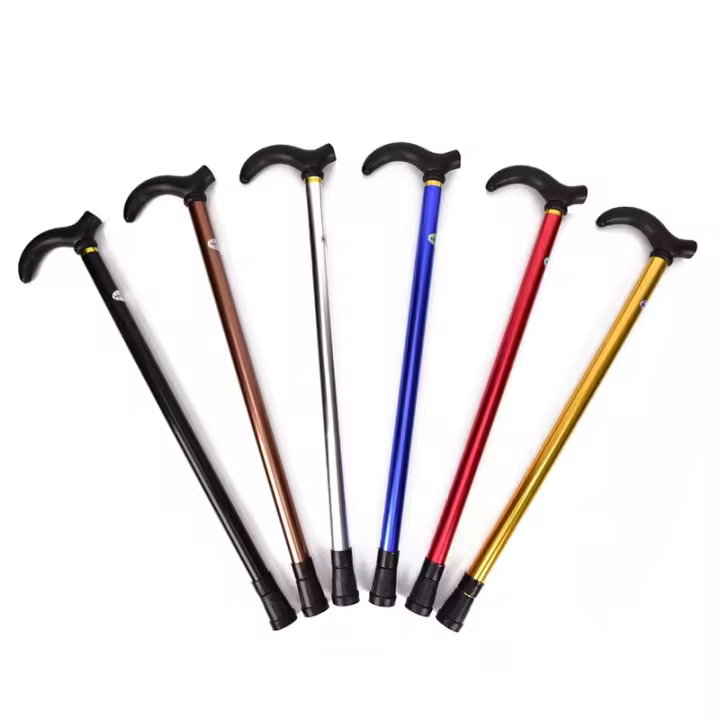 Bastón telescópico con puntas de goma para caminar, equipo de escalada corporal de aluminio para ancianos, 6 grados - 1