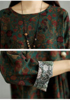 Vestido Floral de Algodón Vintage Moda Casual para Mujeres Primavera Otoño - details 20
