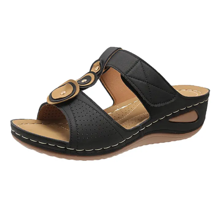 Zapatillas de tacón de cuña para mujer, zapatos de verano - 1