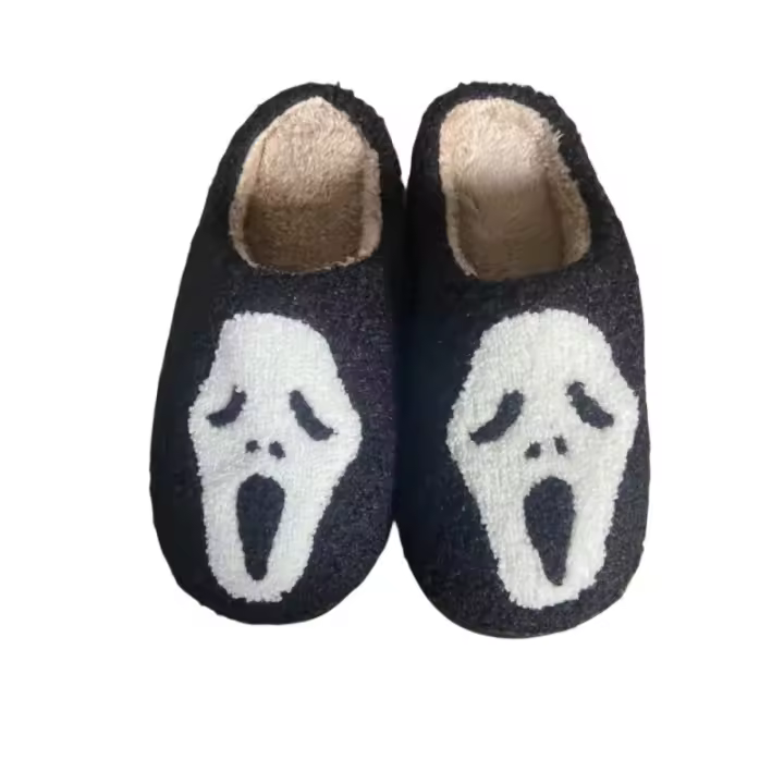 Fantasma de Halloween Algodón cálido Antideslizante Fondo grueso Zapatillas de felpa para el hogar - 1