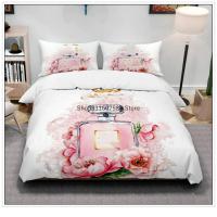 Juego de ropa de cama con Perfume personalizado, funda de edredón rosa con flores, ropa de cama, regalo romántico de moda - details 12