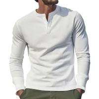 Día del padre Ropa transfronteriza de primavera y otoño Camiseta para hombres europeos y americanos Camisa básica Henry de manga larga para hombres - details 4