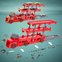 Juego de coches de juguete 6 en 1, remolque de camión grande de 3 capas, remolque de eyección plegable, camión para niños, colección de juguetes para niños, regalo de Navidad - details 4