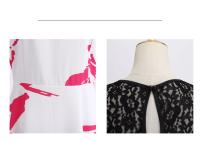 Lace patchwork summer women a line elegant vintage party dress with belt - details 43