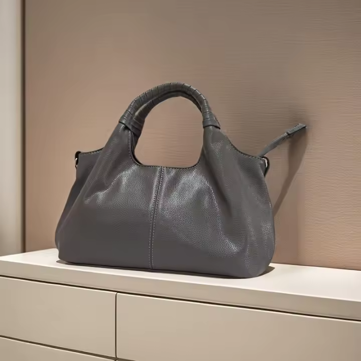Bolso Elegante de Tote Gran Capacidad, Correa Ajustable, Cierre con Cremallera, Linedo de Poliéster, Pintado a la Edad Versátil para el Uso Diario, Negro/Marrón - 1