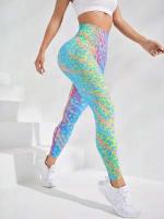 Leggings deportivos de cintura alta de punto elástico sin costuras para mujer, realce de cadera, delgados, adecuados para yoga, gimnasio y entrenamiento, - details 4