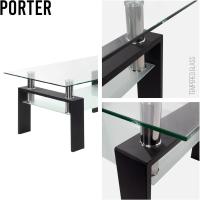 Mesa de Centro Porter Moderna con Tapa de Cristal Transparente y Base de Metal Negro (100x60 cm) - details 2