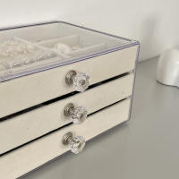 Organizador De Joyas Transparente Caja De Almacenamiento Con Cajones Multicapa Estilo De Mostrador a Prueba De Polvo Con Almacenamiento Para Anillos Collares Y Pendientes Material De Plástico Y Velours - details 4
