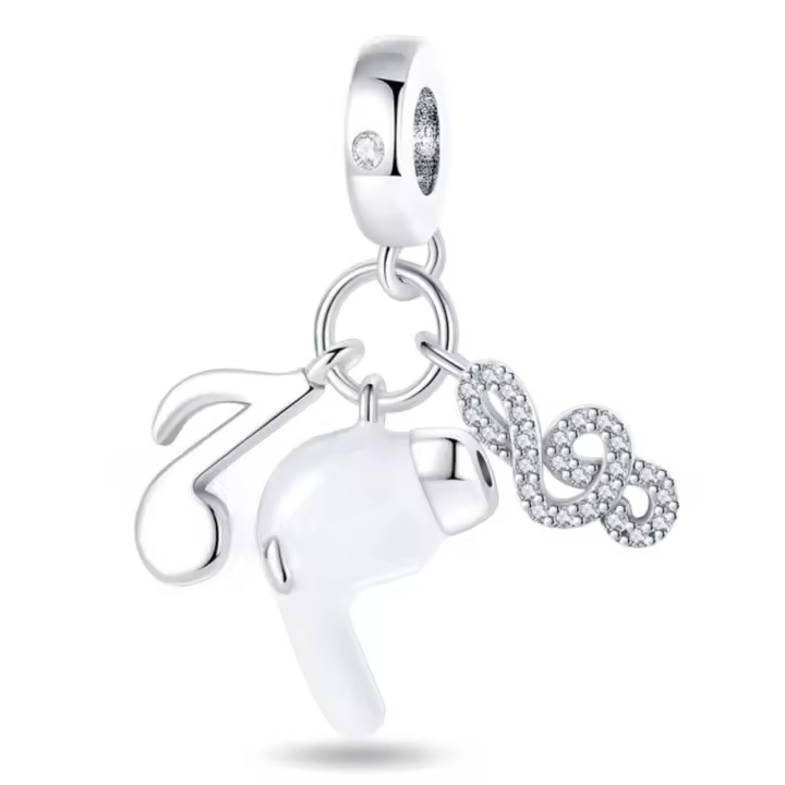 Pulsera de plata con colgante y diseño de melodía musical - 1