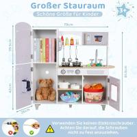 AuAg Juego de cocina de madera para niños pequeños, regalo de cocina de juguete para niños y niñas, juego de cocina, estufa y dispensador de agua con sonido - details 8
