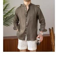 Camisa de Lino para Hombre Verano 2025 Cuello Henley Elegante Manga Larga Transpirable - details 10