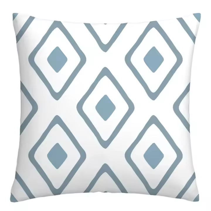 Funda de almohada con diamantes geométricos azules y blancos, funda de almohada para oficina, sala de estar, hogar, adornos para coche - 1