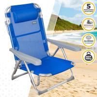 Playa Plegable, 5 Posiciones, Rayas Multicolor, 48x60x90 cm, Incluye cojín Acolchado, Asa Hombro, Soporta 110 kg, Topes antivuelco, Multiposición, Respaldo reclinable (62675) - details 17