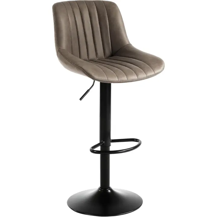 Taburete de Bar Giratorios de Altura con Respaldo, Taburete Alto Ajustable de Cuero PU, Taburete Cocina - 1