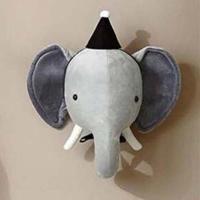 Nordic Style Cartoon Animals Head Wall Decor Stuffed Dinosaur Unicorn Dolls Soft Plush Toys Hanging Pendant Girls Room Ornament - details 7