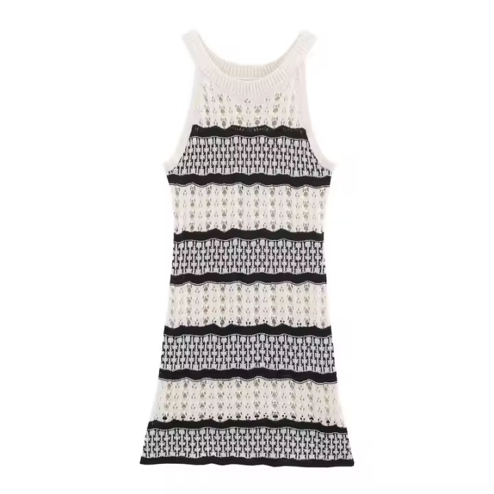 OUWU- Vestidos Tendencia 2025 Casual Tejido Vintage Haruku Resort Verano Mini Playa Corsé Nuevo Boho Vestido de Mujer - 1