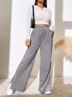 Pantalones de pana para mujer, cintura alta recta, pierna ancha, otoño, elegantes y originales - details 4
