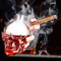 Botella de vidrio de alta calidad con forma de calavera de 750 ml, vaso de cerveza con cara de calavera de vino, vodka, whisky, tapa de café de madera - details 12