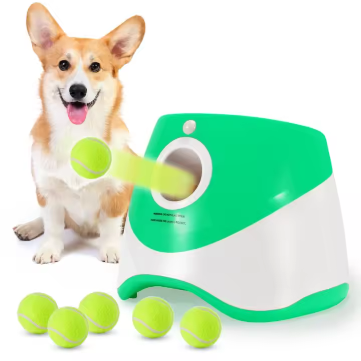 Lanzador de pelotas para mascotas, lanzador de pelotas de tenis elástico para exteriores, juguete para perros, máquina automática de pelotas - 1