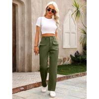 Pierna recta de cintura alta, pantalones sólidos, pantalones sueltos de estilo coreano de moda para mujer - details 10