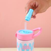 Taza aislada de acero inoxidable portátil de 600ml, taza con pajita de dopamina a prueba de fugas con asa, termo, botella de agua para actividades al aire libre - details 5
