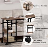 Mesa auxiliar Mesa de centro Cama Sofá Mesa para computadora portátil En forma de C Altura ajustable con ruedas Mesa auxiliar - details 4