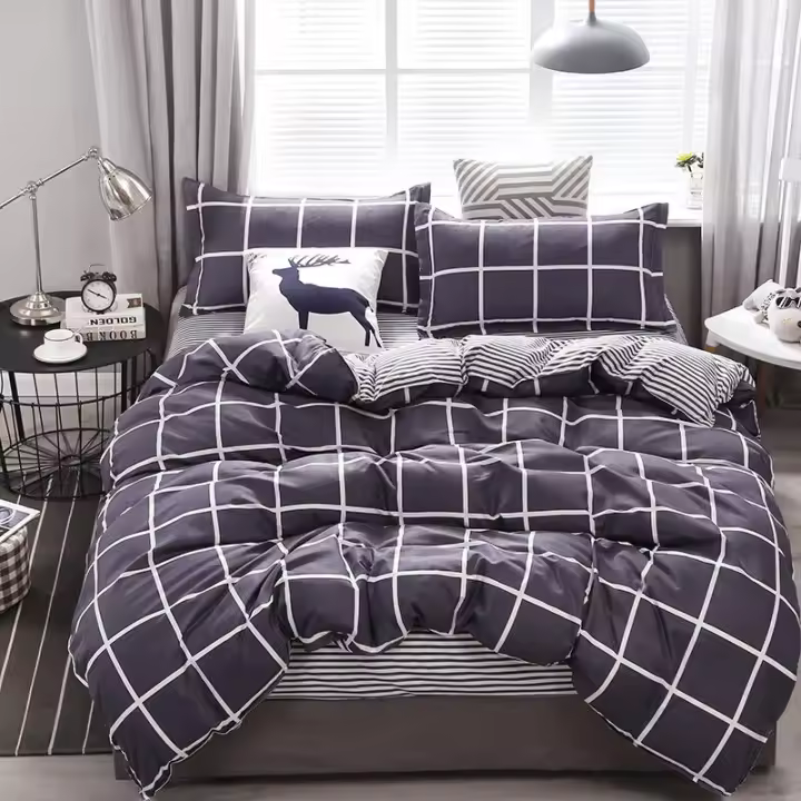 Juego de cuatro piezas de ropa de cama de algodón de Aloe Vera cepillado para dormitorio de estudiantes, cómodo y suave - 1