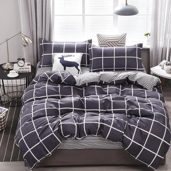 Juego de cuatro piezas de ropa de cama de algodón de Aloe Vera cepillado para dormitorio de estudiantes, cómodo y suave - 1