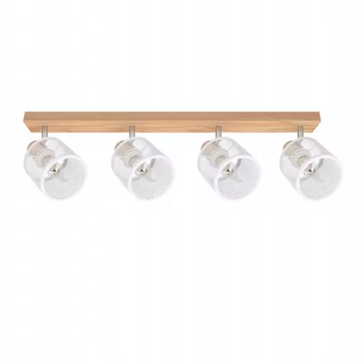 CBJKTX Plafón 4 focos blancos efecto madera - Plafón E14 regulable 350 °   4 bombillas máx 25w modernas para dormitorio - 1